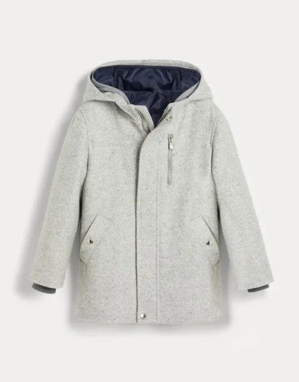 Brunello Cucinelli 3-in-1-Parka in Fischgrat aus Wolle, Seide und Kaschmir | Kinder Mäntel & Jacken