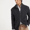 Brunello Cucinelli Irish Cable-Cardigan mit hohem Kragen aus Kaschmir | Herren Strickwaren