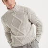 Brunello Cucinelli Irish Cable-Rollkragenpullover aus Federkaschmir | Herren Strickwaren