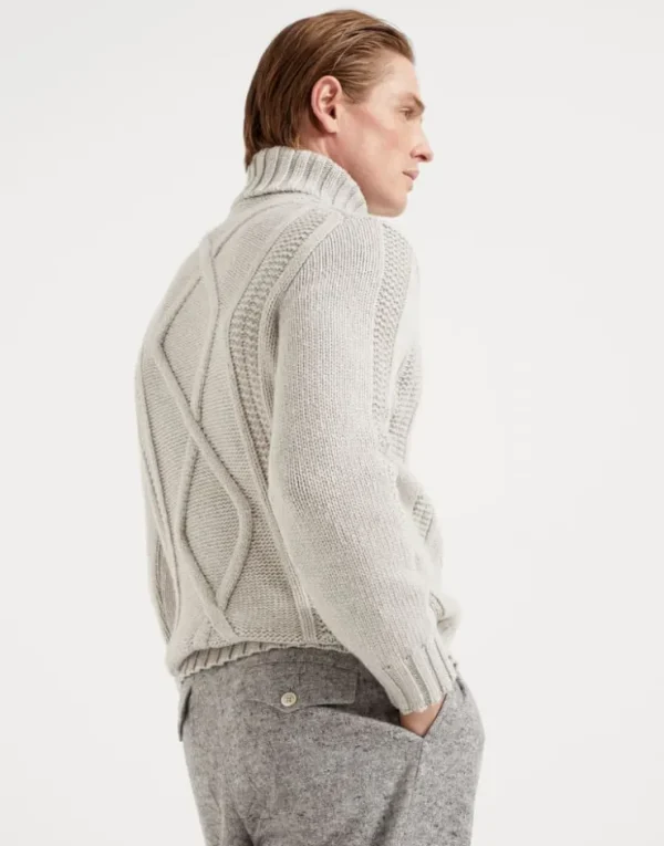 Brunello Cucinelli Irish Cable-Rollkragenpullover aus Federkaschmir | Herren Strickwaren