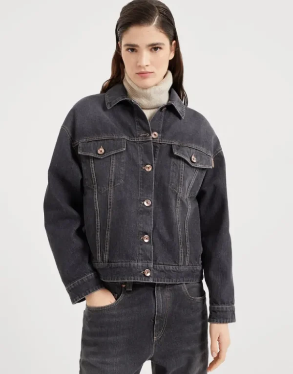 Brunello Cucinelli Jacke aus Authentic-Denim mit Shiny Tab | Damen Mäntel & Jacken