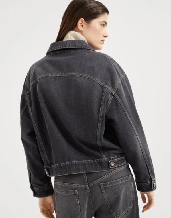 Brunello Cucinelli Jacke aus Authentic-Denim mit Shiny Tab | Damen Mäntel & Jacken