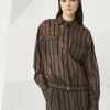 Brunello Cucinelli Jacke aus Baumwollorganza mit Dazzling Stripe Embroidery | Damen Event-dressing | Mäntel & Jacken