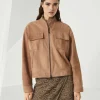 Brunello Cucinelli Jacke aus Couture-Veloursleder mit Monili | Damen Mäntel & Jacken