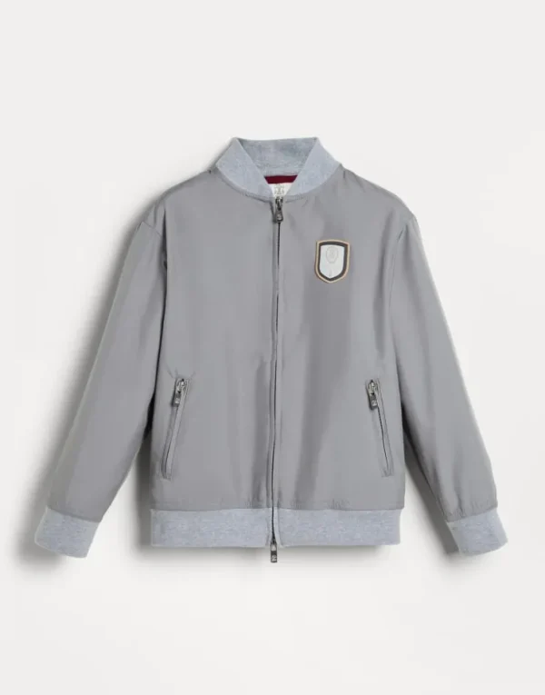 Brunello Cucinelli Jacke aus Nylon mit Reißverschluss und Tennis-Badge | Kinder Travelwear