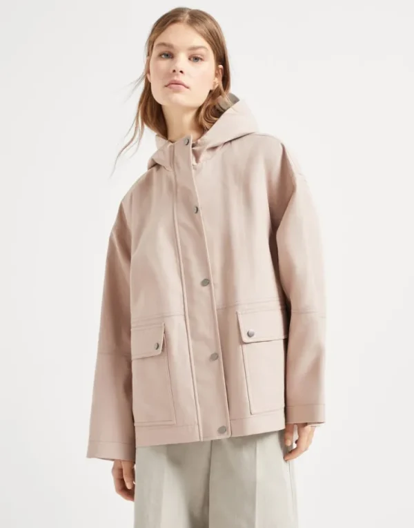 Brunello Cucinelli Jacke aus Verbund-Popeline aus wasserabweisender Baumwolle mit thermoverschweißten Bändern und Shiny Zipper Pull | Damen Mäntel & Jacken