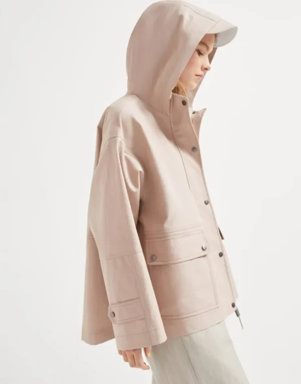 Brunello Cucinelli Jacke aus Verbund-Popeline aus wasserabweisender Baumwolle mit thermoverschweißten Bändern und Shiny Zipper Pull | Damen Mäntel & Jacken