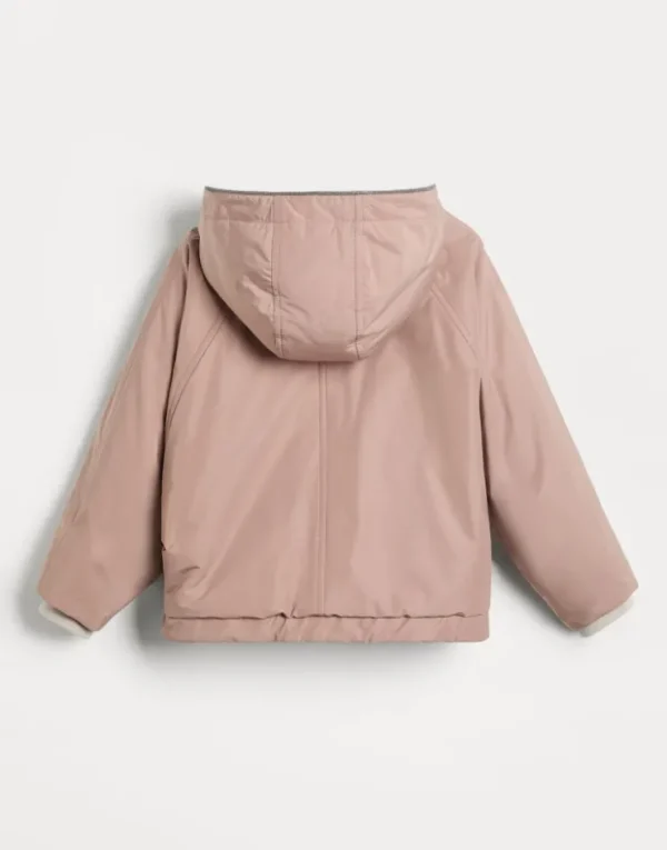 Brunello Cucinelli Jacke aus wasserabweisendem Taft mit Kapuze, Wattierung aus Thermore® und Monili | Kinder Mäntel & Jacken