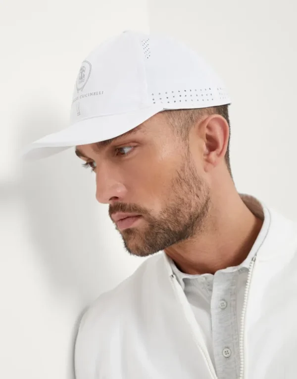 Brunello Cucinelli Kappe aus leichtem Techno-Stoff mit Tennis-Print | Herren Hüte