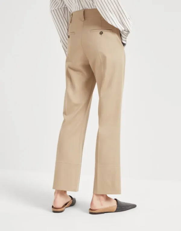 Brunello Cucinelli Kickflare Cigarette-Hose aus Baumwollcover mit Stretch | Damen Hosen