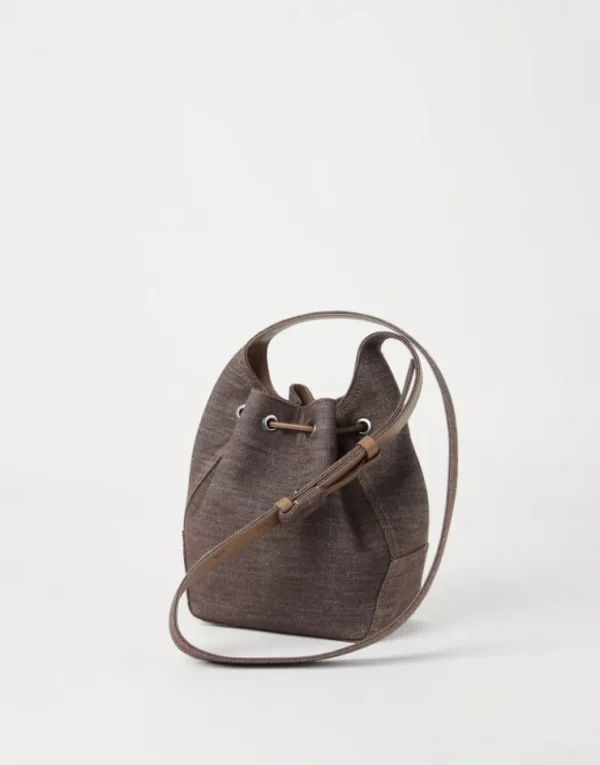 Brunello Cucinelli Kleine BC Duo Bucket-Bag aus No-Fade-Denim | Damen Umhängetaschen & Rucksäcke