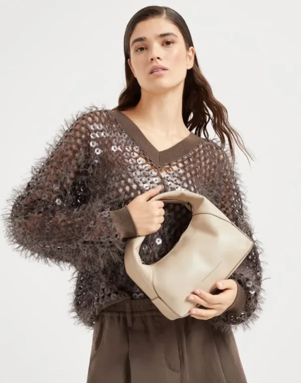 Brunello Cucinelli Kleine BC Duo Hobo-Bag aus Kalbsleder | Damen Handtaschen & Shopper