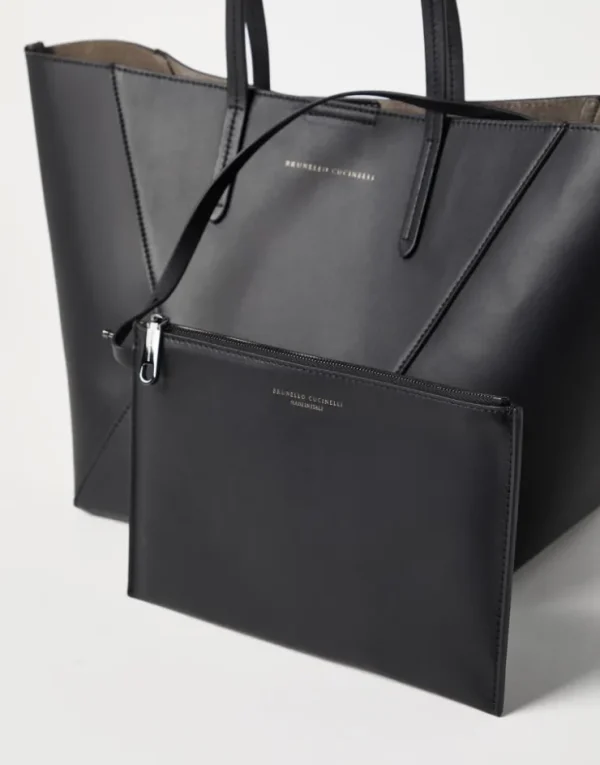 Brunello Cucinelli Kleine BC Duo-Tasche aus Kalbsleder mit Monili | Damen Handtaschen & Shopper