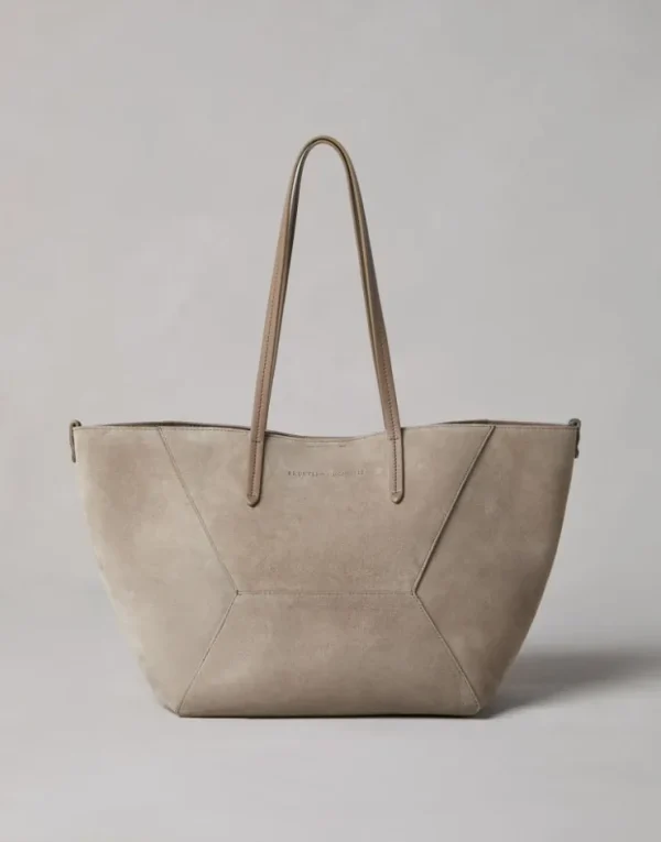 Brunello Cucinelli Kleine BC Duo-Tasche aus Veloursleder mit Monili | Damen Handtaschen & Shopper