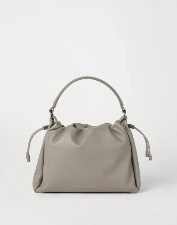 Brunello Cucinelli Kleine Mellow Bucket-Bag aus Softleder mit Monili | Damen Umhängetaschen & Rucksäcke