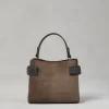 Brunello Cucinelli Kleine Top-Handle Essence-Tasche aus Veloursleder mit Precious Bands | Damen Umhängetaschen & Rucksäcke