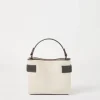 Brunello Cucinelli Kleine Top-Handle Essence-Tasche aus Drill in Baumwolle und Leinen mit Precious Bands | Damen Umhängetaschen & Rucksäcke