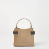 Brunello Cucinelli Kleine Top-Handle Essence-Tasche aus Veloursleder mit Precious Bands | Damen Umhängetaschen & Rucksäcke