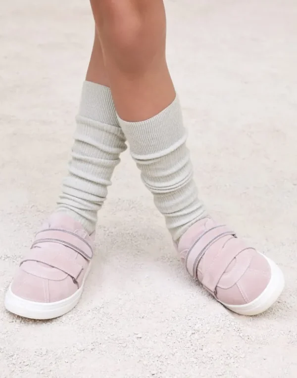 Brunello Cucinelli Lange Socken aus Strick in Kaschmir und Sparkling-Seide | Kinder Accessoires