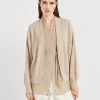 Brunello Cucinelli Layered-Cardigan in Patentstrick und Baumwollorganza mit Monili | Damen Strickwaren