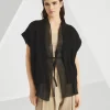 Brunello Cucinelli Layered-Cardigan in Patentstrick und Baumwollorganza mit Monili | Damen Strickwaren