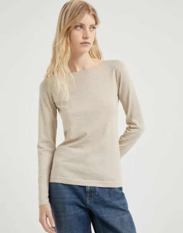 Brunello Cucinelli Leichter Pullover aus Kaschmir und „Sparkling“-Seide | Damen Strickwaren