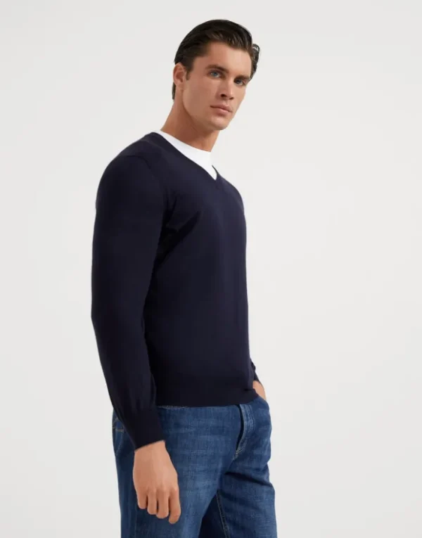 Brunello Cucinelli Leichter Pullover aus Kaschmir und Seide | Herren Strickwaren