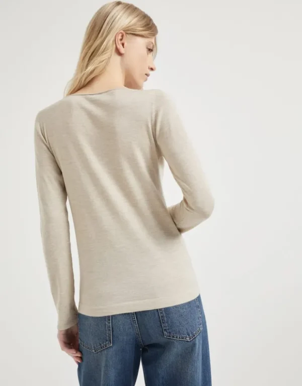 Brunello Cucinelli Leichter Pullover aus Kaschmir und „Sparkling“-Seide | Damen Strickwaren