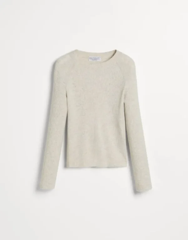 Brunello Cucinelli Leichter Pullover aus Sparkling-Kaschmir in Rippenstrick | Kinder Strickwaren