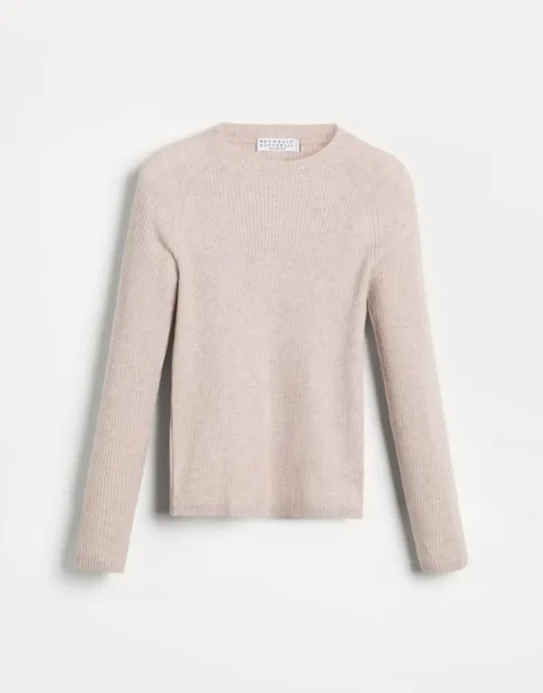 Brunello Cucinelli Leichter Pullover aus Sparkling-Kaschmir in Rippenstrick | Kinder Strickwaren