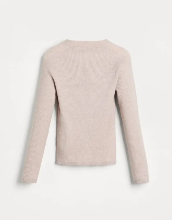 Brunello Cucinelli Leichter Pullover aus Sparkling-Kaschmir in Rippenstrick | Kinder Strickwaren