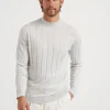 Brunello Cucinelli Leichter Pullover mit Kraterkragen aus Kaschmir und Seide in flachem Rippenstrick | Herren Strickwaren