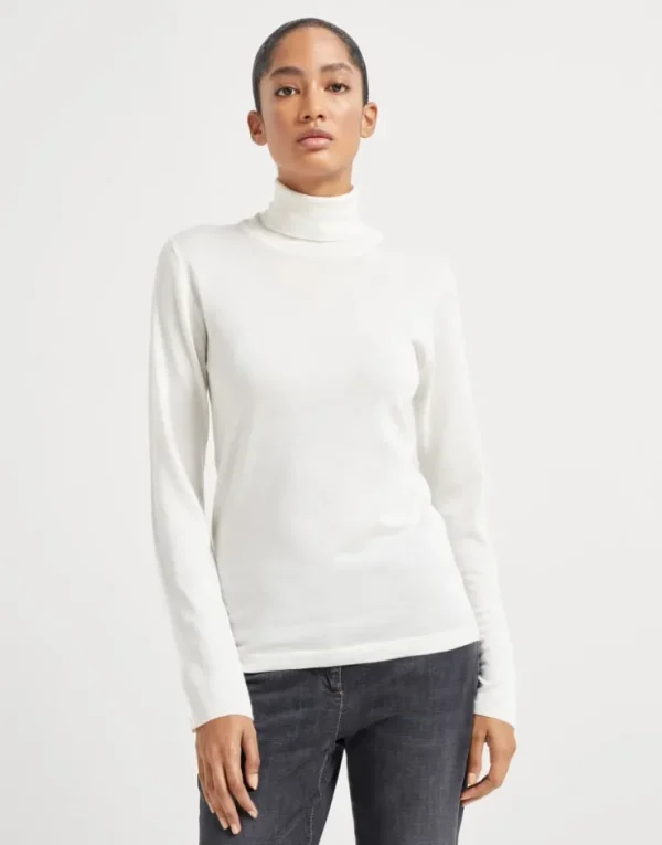 Brunello Cucinelli Leichter Rollkragenpullover aus Kaschmir und Seide | Damen Strickwaren