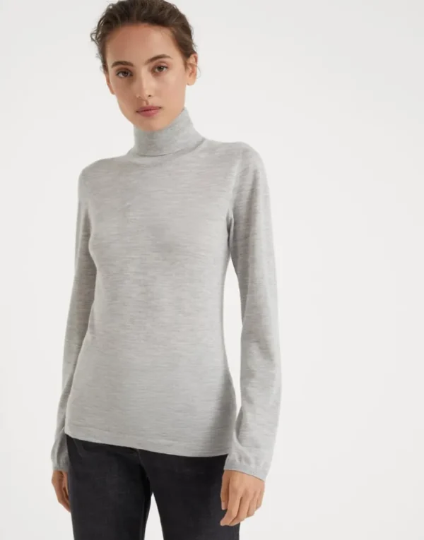 Brunello Cucinelli Leichter Rollkragenpullover aus Kaschmir und Seide | Damen Strickwaren