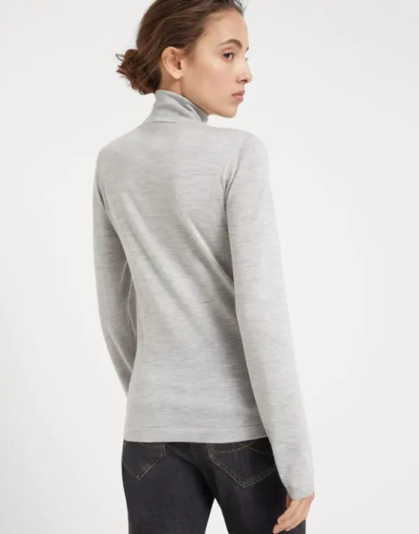 Brunello Cucinelli Leichter Rollkragenpullover aus Kaschmir und Seide | Damen Strickwaren