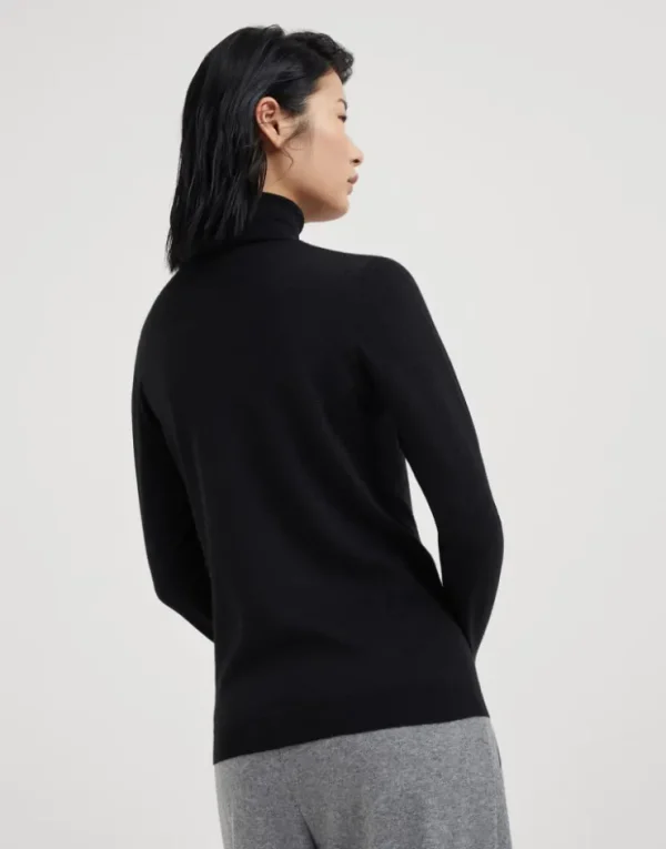 Brunello Cucinelli Leichter Rollkragenpullover aus Kaschmir und Sparkling-Seide | Damen Strickwaren