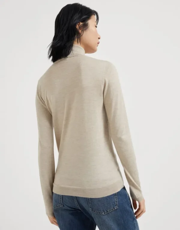 Brunello Cucinelli Leichter Rollkragenpullover aus Kaschmir und Sparkling-Seide | Damen Strickwaren