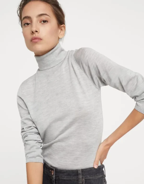 Brunello Cucinelli Leichter Rollkragenpullover aus Kaschmir und Seide | Damen Strickwaren