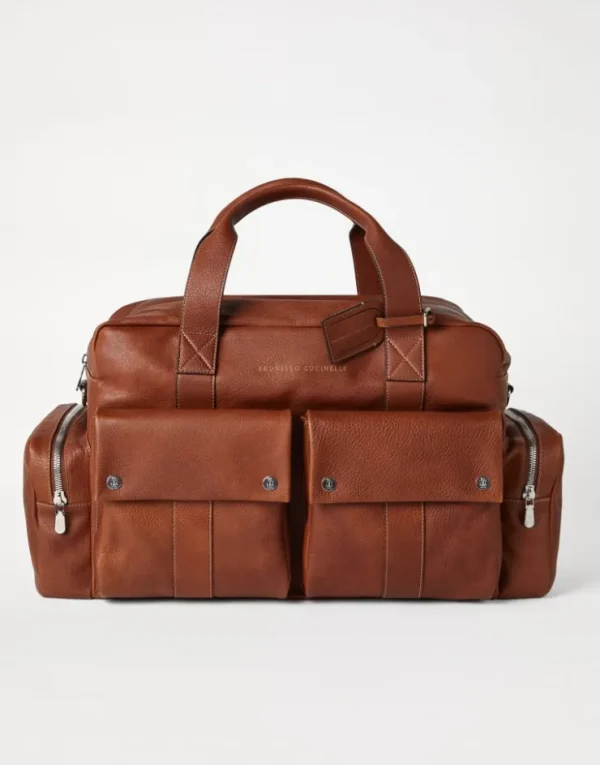 Brunello Cucinelli Leisure Bag aus genarbtem Kalbsleder | Herren Taschen