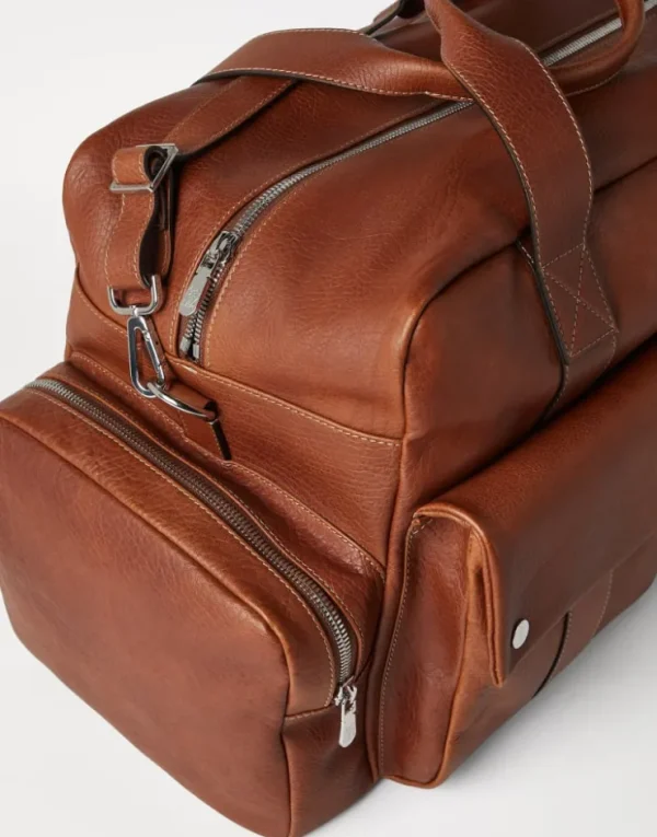 Brunello Cucinelli Leisure Bag aus genarbtem Kalbsleder | Herren Taschen