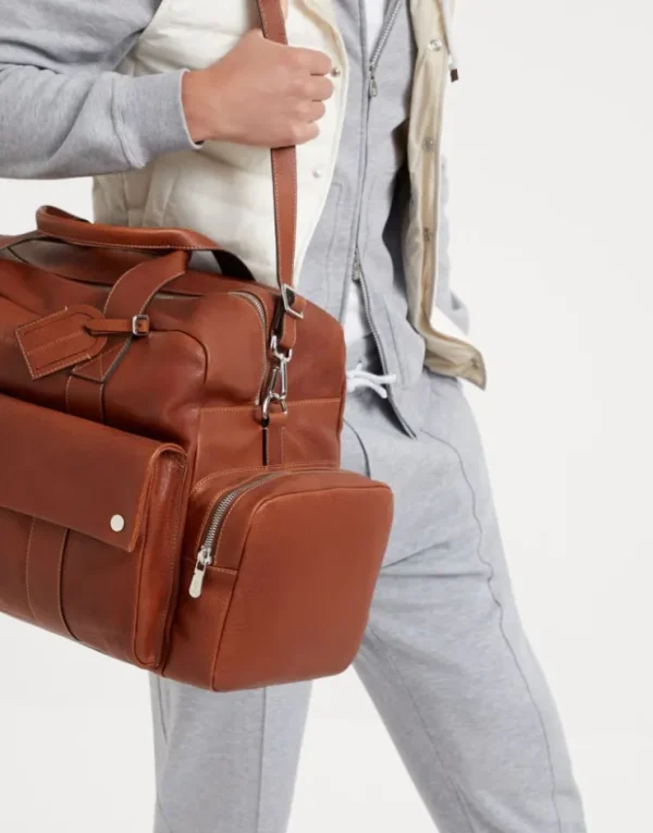 Brunello Cucinelli Leisure Bag aus genarbtem Kalbsleder | Herren Taschen