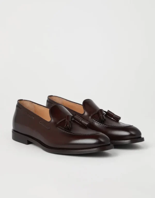 Brunello Cucinelli Loafers aus Antik-Kalbsleder mit Quasten | Herren Mokassins