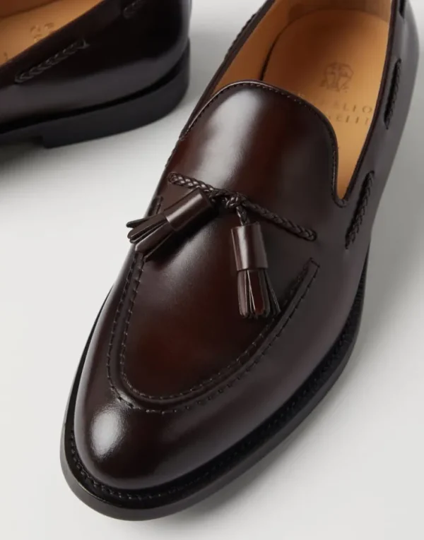 Brunello Cucinelli Loafers aus Antik-Kalbsleder mit Quasten | Herren Mokassins