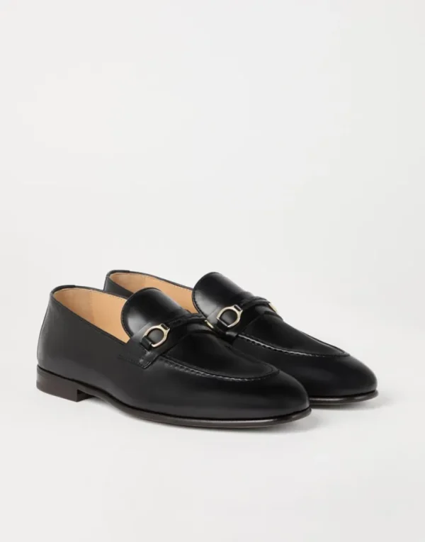 Brunello Cucinelli Loafers aus gewachstem Soft-Kalbsleder mit Spangendetail | Herren Mokassins