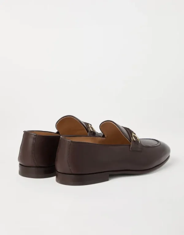 Brunello Cucinelli Loafers aus gewachstem Soft-Kalbsleder mit Spangendetail | Herren Mokassins