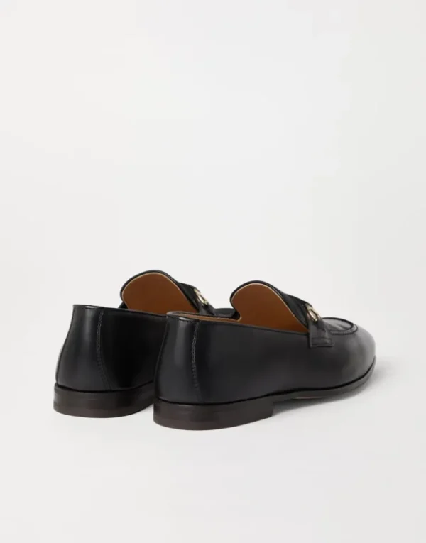 Brunello Cucinelli Loafers aus gewachstem Soft-Kalbsleder mit Spangendetail | Herren Mokassins