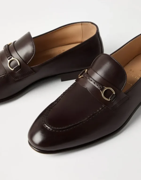 Brunello Cucinelli Loafers aus gewachstem Soft-Kalbsleder mit Spangendetail | Herren Mokassins