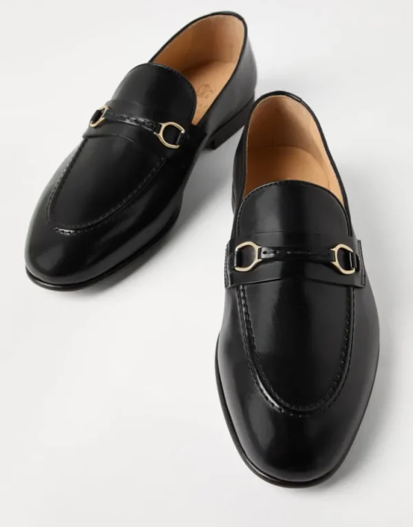 Brunello Cucinelli Loafers aus gewachstem Soft-Kalbsleder mit Spangendetail | Herren Mokassins