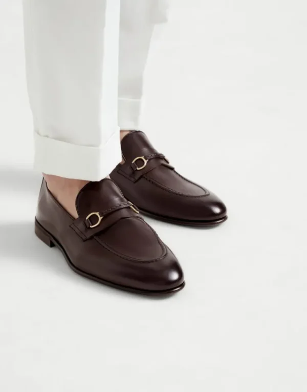 Brunello Cucinelli Loafers aus gewachstem Soft-Kalbsleder mit Spangendetail | Herren Mokassins