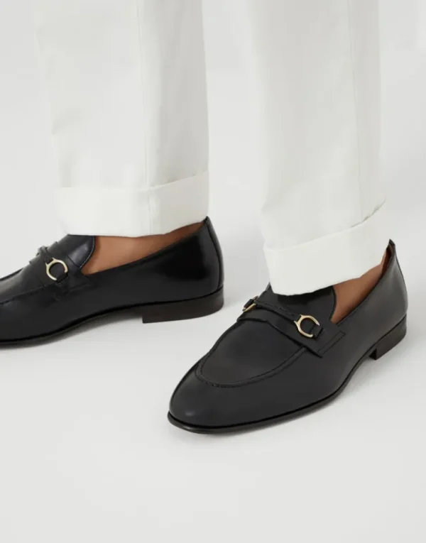 Brunello Cucinelli Loafers aus gewachstem Soft-Kalbsleder mit Spangendetail | Herren Mokassins